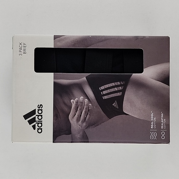 Adidas Men's 3 Pack  Brief Active Flex Cotton 3 Stripes Black Size Medium - Picture 3 of 10